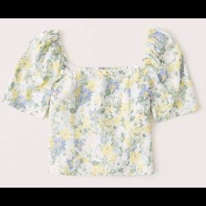 Abercrombie & Fitch Linen - Blend Puff Sleeve Top